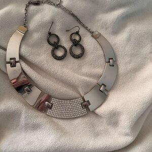 Silver Statement Necklace and Earring Set